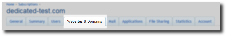 website and domains tab