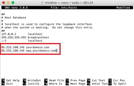 enter domain and IP address enter domain and IP address