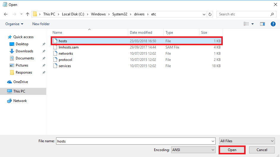 open hosts file open hosts file