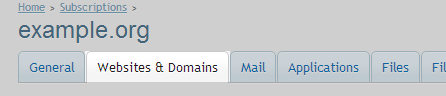 Website domains tab