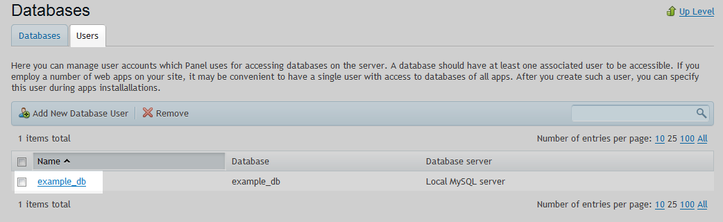 Database User Select