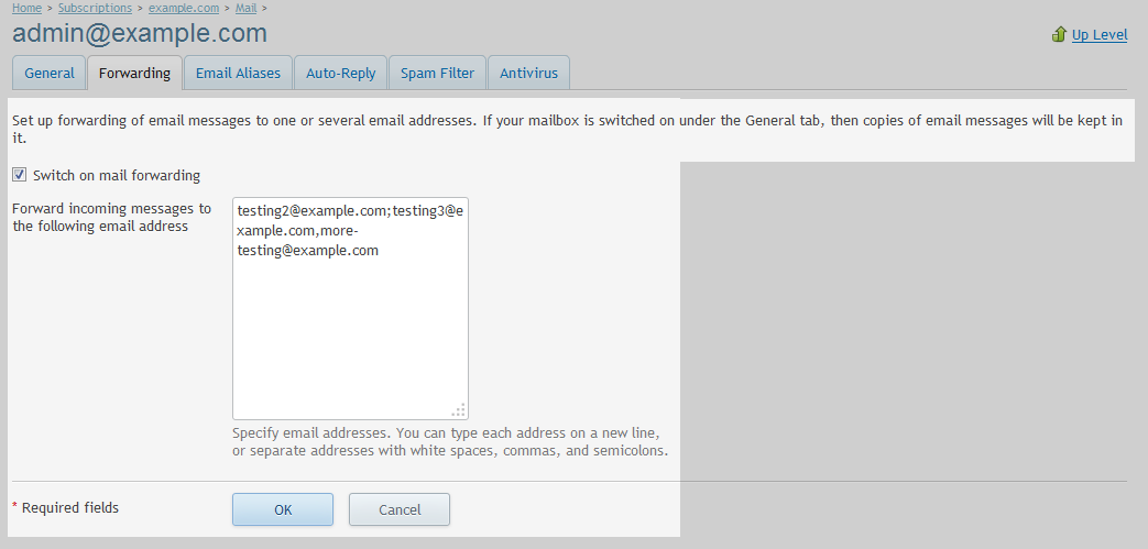 Email forwarding details Email forwarding details