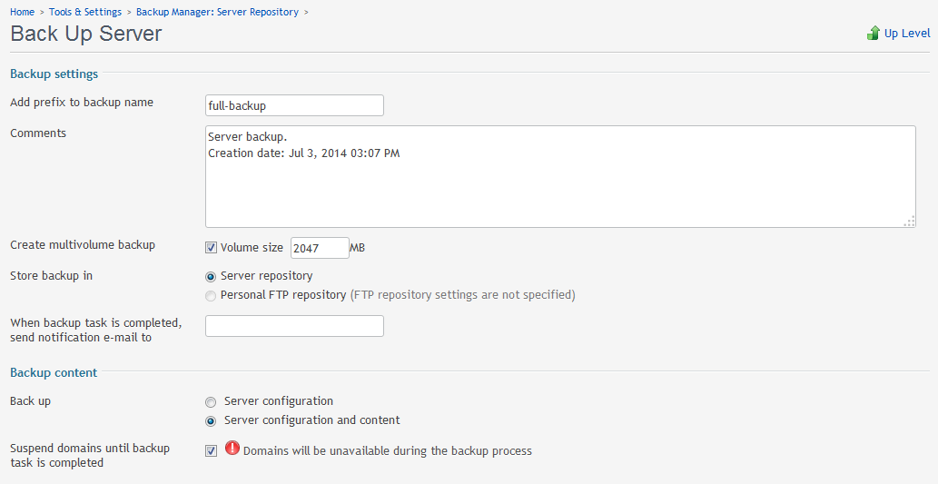 backup server example backup server example