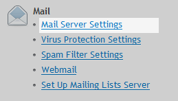 mail server settings menu