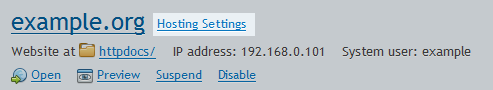 Select hosting settings