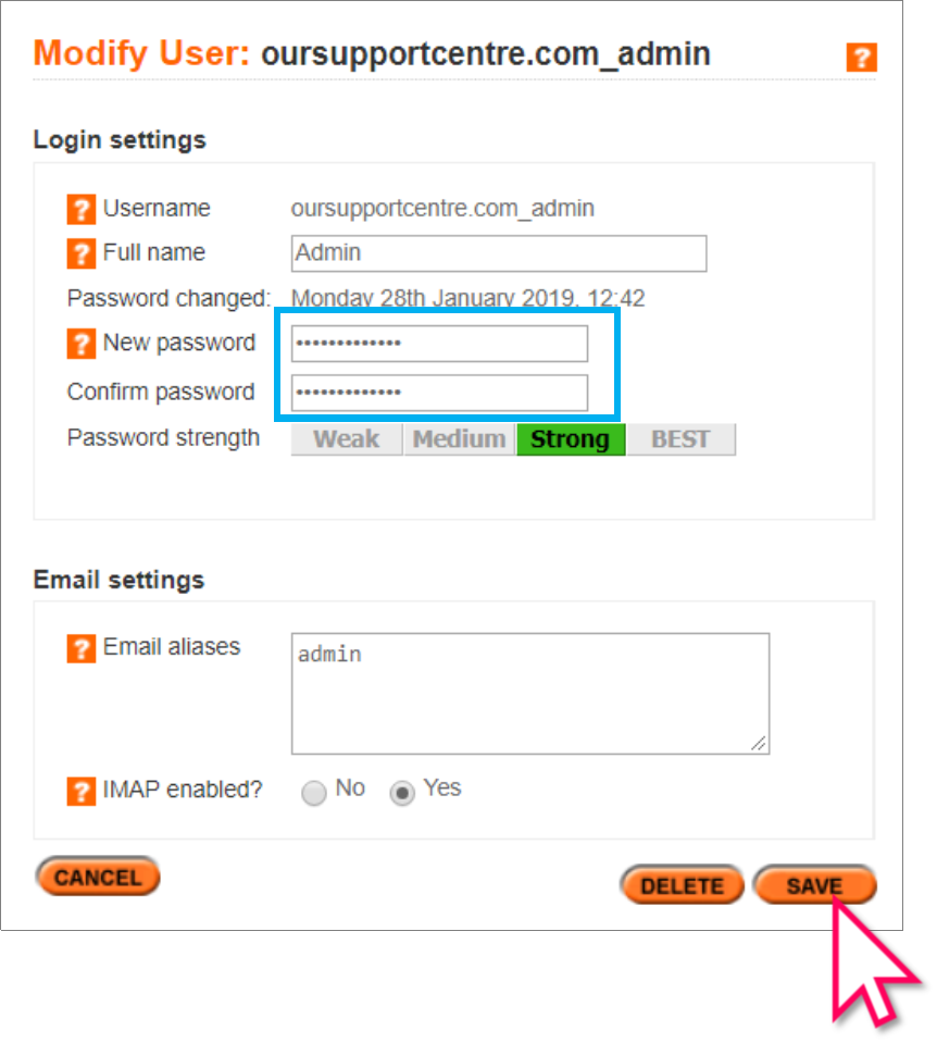 Enter password and click Save Enter password and click Save