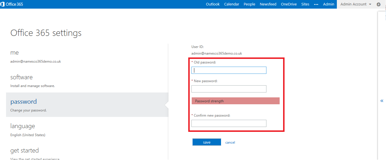 how to enable password reset office 365