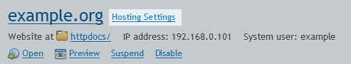 Hosting settings