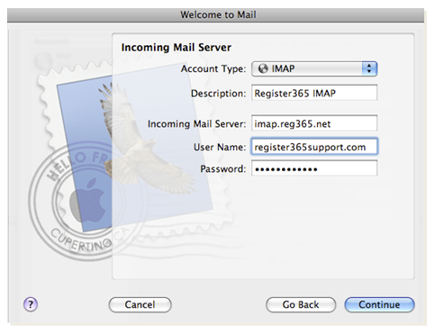 setting up mac mail outgoing imap server