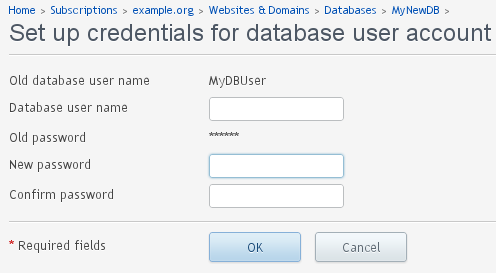 Change - Database User Details Change - Database User Details