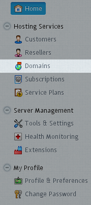 Menu - Domains Menu - Domains