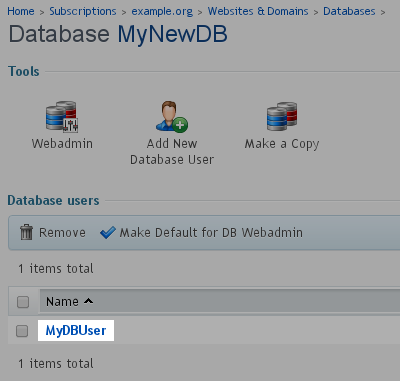 Select - Database User Select - Database User
