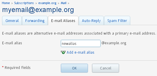 Adding - Email Alias