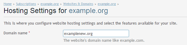 Change - Domain Name