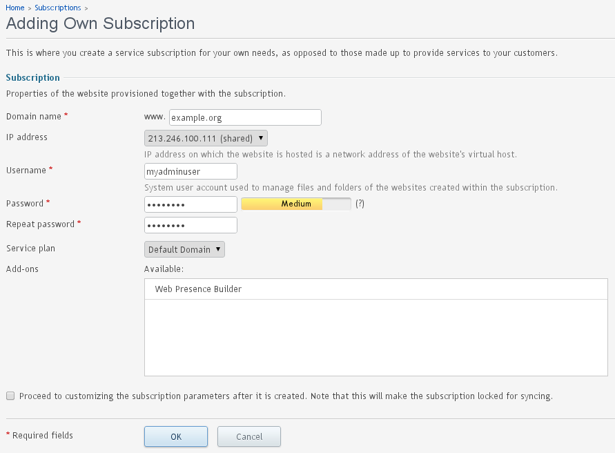Adding - Subscription Adding - Subscription